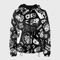 Куртка с капюшоном женская Retro gamer pattern, цвет: 3D-черный