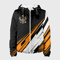 Куртка с капюшоном женская Российская империя - оранжевый спорт, цвет: 3D-белый