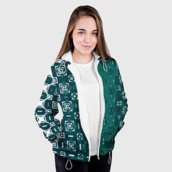 Куртка с капюшоном женская Изумрудные узоры, цвет: 3D-белый — фото 2