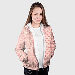Куртка с капюшоном женская Розовый узорчатый градиент, цвет: 3D-белый — фото 2