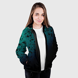 Куртка с капюшоном женская Абстрактный пятнистый с затемнением, цвет: 3D-черный — фото 2