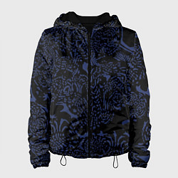 Куртка с капюшоном женская Чёрно-синий лёгкая абстракция, цвет: 3D-черный