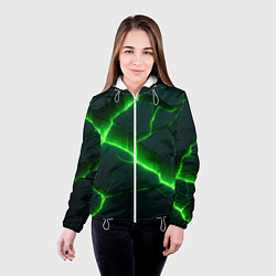 Куртка с капюшоном женская Кислотный зеленый свет из плит, цвет: 3D-белый — фото 2