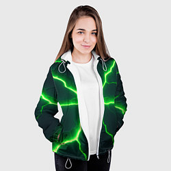 Куртка с капюшоном женская Зеленый неон из плит, цвет: 3D-белый — фото 2