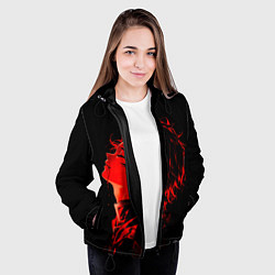 Куртка с капюшоном женская Клинок, рассекающий демонов Танддиро, цвет: 3D-черный — фото 2