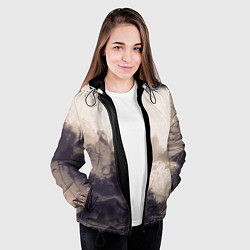Куртка с капюшоном женская Сепия абстрактная горная река, цвет: 3D-черный — фото 2