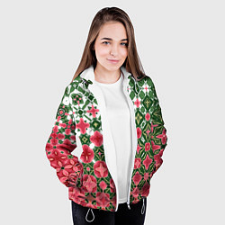 Куртка с капюшоном женская Розово-зеленая метаморфоза, цвет: 3D-белый — фото 2