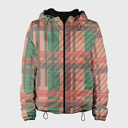 Женская куртка Бледная красно-зелёная клетка и полосы