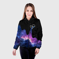 Куртка с капюшоном женская Потеки космической краски, цвет: 3D-черный — фото 2