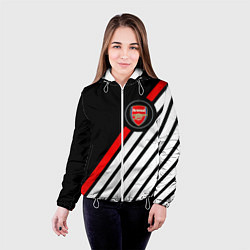 Куртка с капюшоном женская Арсенал геометрия полосы, цвет: 3D-белый — фото 2