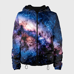 Куртка с капюшоном женская Фантастический космос звёзды и туманности, цвет: 3D-черный