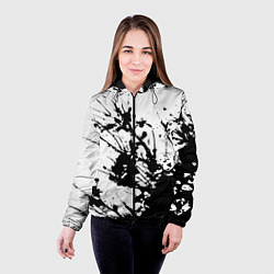 Куртка с капюшоном женская Чёрная взрывная краска на белом, цвет: 3D-черный — фото 2