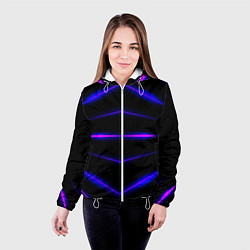 Куртка с капюшоном женская Color black neon stripes, цвет: 3D-белый — фото 2