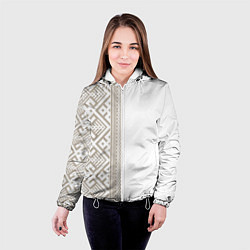Куртка с капюшоном женская Узоры славянские в бежевом цвете, цвет: 3D-белый — фото 2