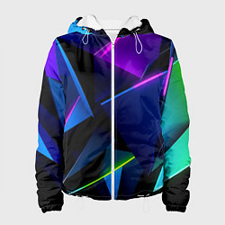 Куртка с капюшоном женская Neon geometric, цвет: 3D-белый