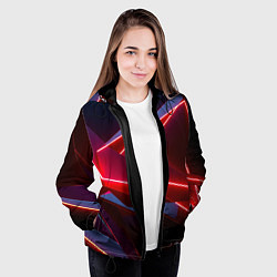 Куртка с капюшоном женская Neon laser red, цвет: 3D-черный — фото 2
