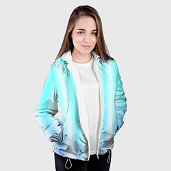 Куртка с капюшоном женская Neon white blue lines, цвет: 3D-белый — фото 2