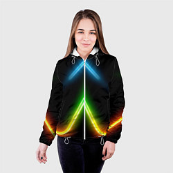 Куртка с капюшоном женская Neon multicolored lines, цвет: 3D-белый — фото 2