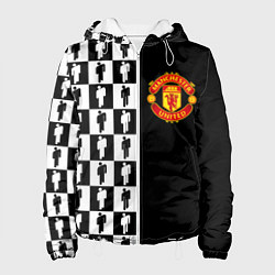 Куртка с капюшоном женская Манчестер Юнайтед текстура люди, цвет: 3D-белый