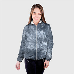 Куртка с капюшоном женская Абстракция - gray-blue, цвет: 3D-белый — фото 2