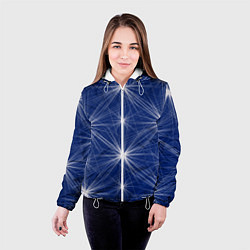 Куртка с капюшоном женская Звезды на синем фоне, цвет: 3D-белый — фото 2