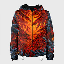 Куртка с капюшоном женская Новогодние ветки елок, цвет: 3D-черный