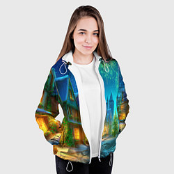 Куртка с капюшоном женская Праздничный новогодний салют, цвет: 3D-белый — фото 2