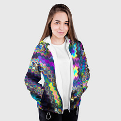 Куртка с капюшоном женская Абстракция переливы, цвет: 3D-белый — фото 2