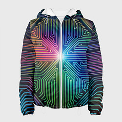 Куртка с капюшоном женская Линейная графика, цвет: 3D-белый