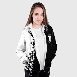 Куртка с капюшоном женская Juventus черно белая геометрия текстура, цвет: 3D-белый — фото 2