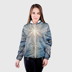 Куртка с капюшоном женская Ледяной перьевой орнамент со светом, цвет: 3D-белый — фото 2