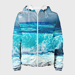 Куртка с капюшоном женская Волны, цвет: 3D-белый