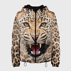 Куртка с капюшоном женская Взгляд леопарда, цвет: 3D-черный