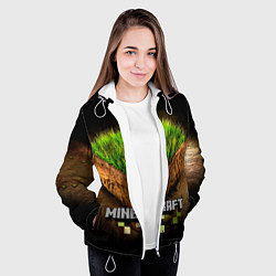Куртка с капюшоном женская Майнкрафт, цвет: 3D-белый — фото 2