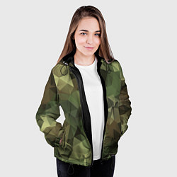 Куртка с капюшоном женская Полигональный камуфляж, цвет: 3D-черный — фото 2