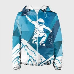 Куртка с капюшоном женская Горы и сноубордист, цвет: 3D-белый