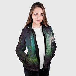Куртка с капюшоном женская Таинственный лес, цвет: 3D-черный — фото 2