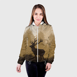 Куртка с капюшоном женская Олень на охоте, цвет: 3D-белый — фото 2