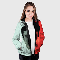 Куртка с капюшоном женская Norton: White & Red, цвет: 3D-черный — фото 2