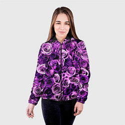 Куртка с капюшоном женская Цветочки, цвет: 3D-черный — фото 2