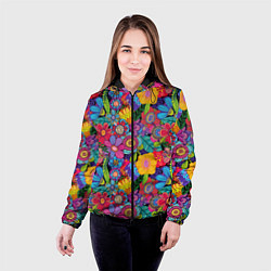 Куртка с капюшоном женская Яркие цветы, цвет: 3D-черный — фото 2