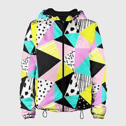 Куртка с капюшоном женская Треугольнички, цвет: 3D-черный