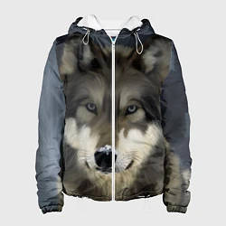Куртка с капюшоном женская Зимний волк, цвет: 3D-белый