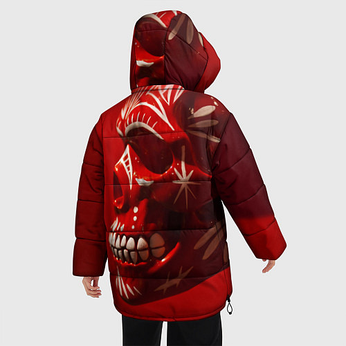 Женская зимняя куртка Красный череп / 3D-Черный – фото 4
