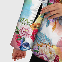 Куртка зимняя женская Цветы и бабочки 5, цвет: 3D-черный — фото 2