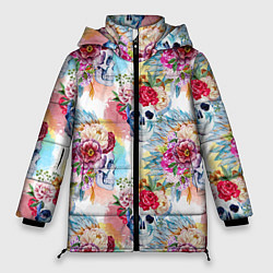 Женская зимняя куртка Цветы и бабочки 5