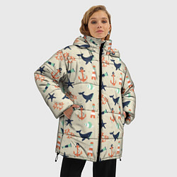 Куртка зимняя женская Морской узор, цвет: 3D-черный — фото 2