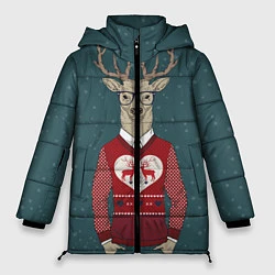 Куртка зимняя женская Олень хипстер, цвет: 3D-красный