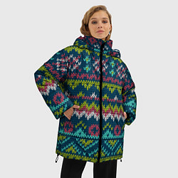Куртка зимняя женская Вязаный узор 2, цвет: 3D-черный — фото 2