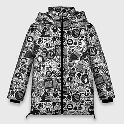 Куртка зимняя женская Стикербомбинг, цвет: 3D-черный